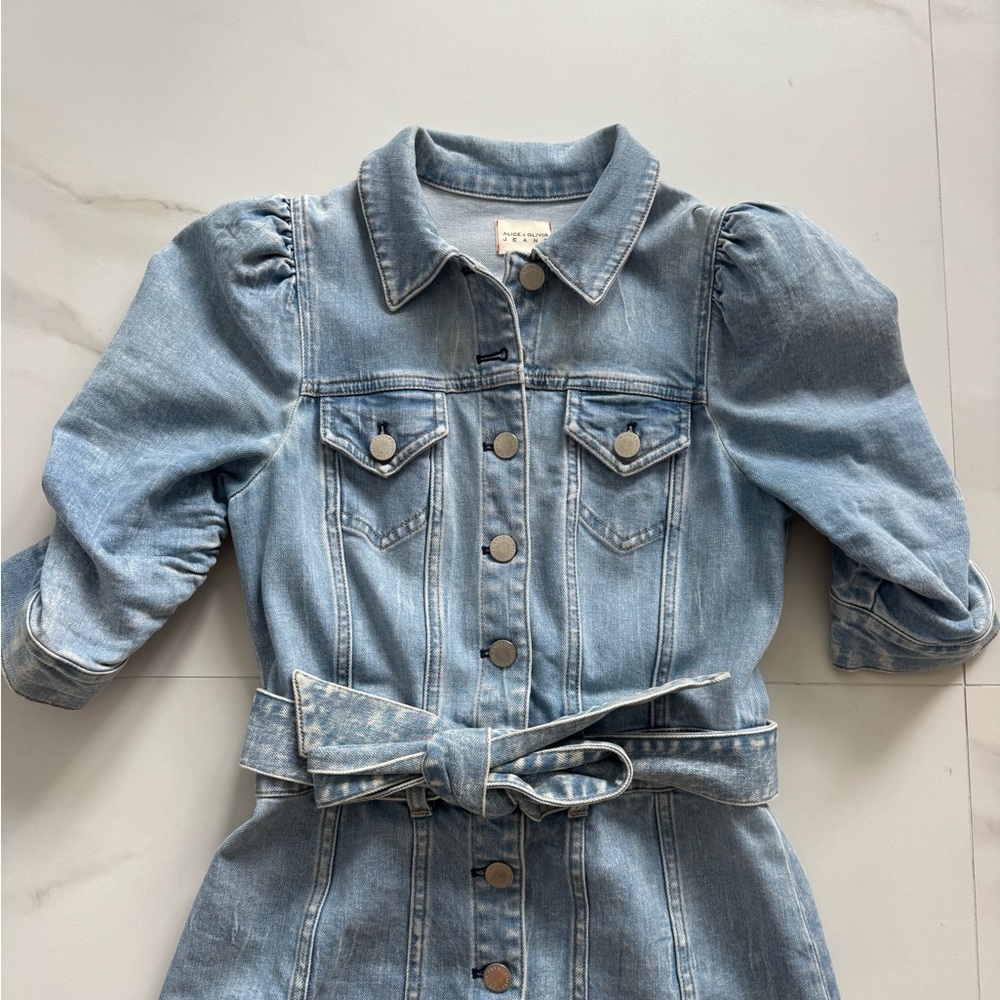 Alice + Olivia Light Blue Denim Mini Dress - Picture 3 of 10